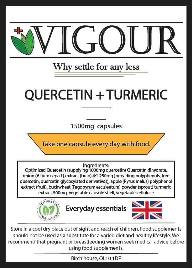 Quercetine met kurkuma – 120 capsules met hoge weerstand 1500mg