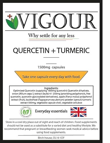 Quercetin with Turmeric - 30 High Strength 1500mg Capsules