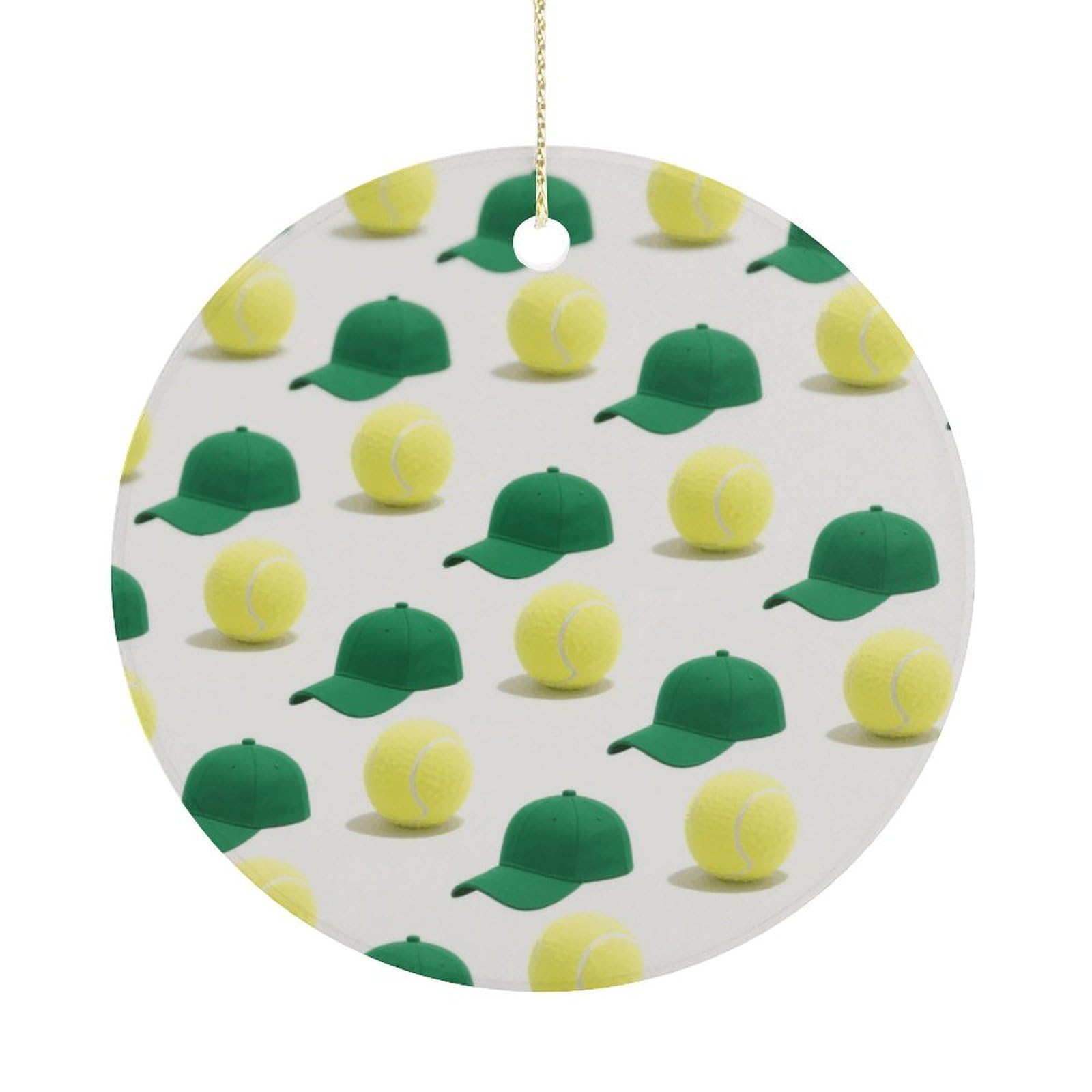 Personalized Christmas Ornaments 2025 Ceramic Hanging Tennis Ornaments with Gold String Double-Sided Vintage Holiday Decorations for Tree Mantel Tabletop Xmas Party Favors