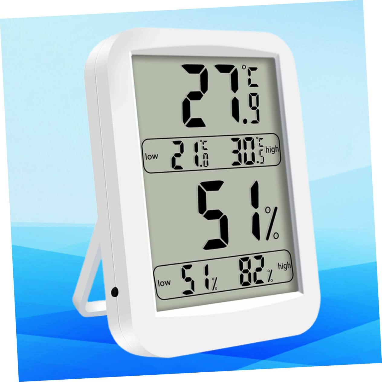 Toyvian Igrotermografo Digitale Per Interni Igrometro Display Led Termometro Ad Alta Precisione Misura Temperatura e Umidità Leggero e Portatile Bianco