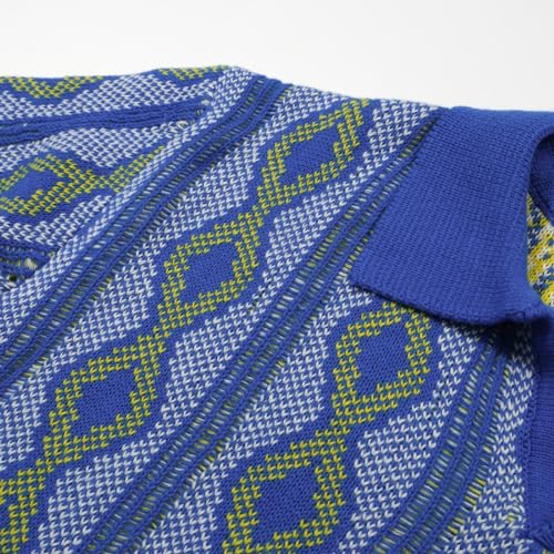 OXKNIT Men's Polo Shirts 60s Vintage Shirts Knitted Retro Polo Shirts Short Sleeve V-Neck Summer Shirt4