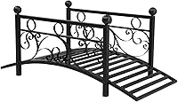 Outvita Modern Metal Garden Bridge with Guardrails - Rust-Resistant Powder-Coated Finish for Pond, Patio, Backyard (40"L, 330 lbs Capacity)