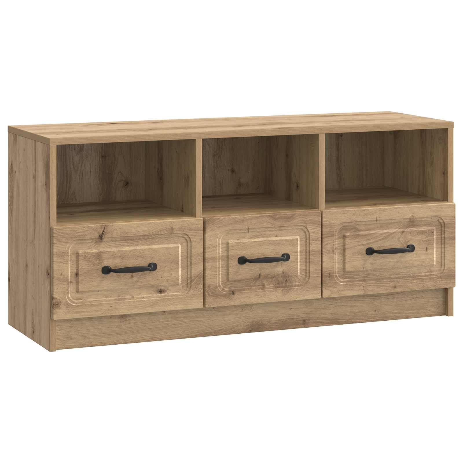 Meuble TV en chêne Artisan compact - Table TV moderne de 102 cm de long