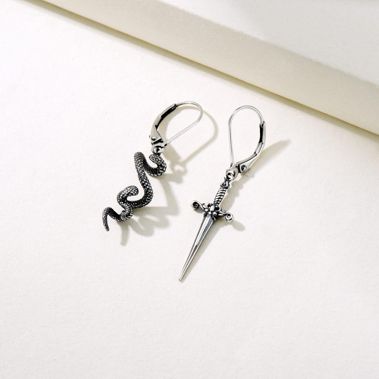 Gothic Snake Sword Earrings 925 Sterling Silver Dangle Drop Goth Jewelry Gifts for Women - Image 5