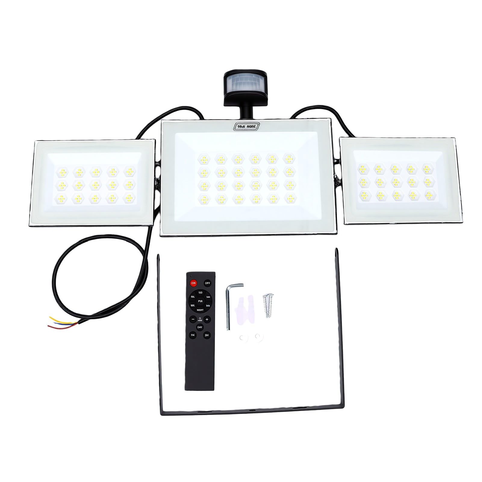 Fafeicy Lampy Zewnętrzne z Czujnikiem Ruchu i Pilotem o Mocy 200 W | 3 Tryby 18000 Lm LED Flood Light Fotokomórka od Zmierzchu do świtu IP66 Wodoodporna do Patio w Garażu