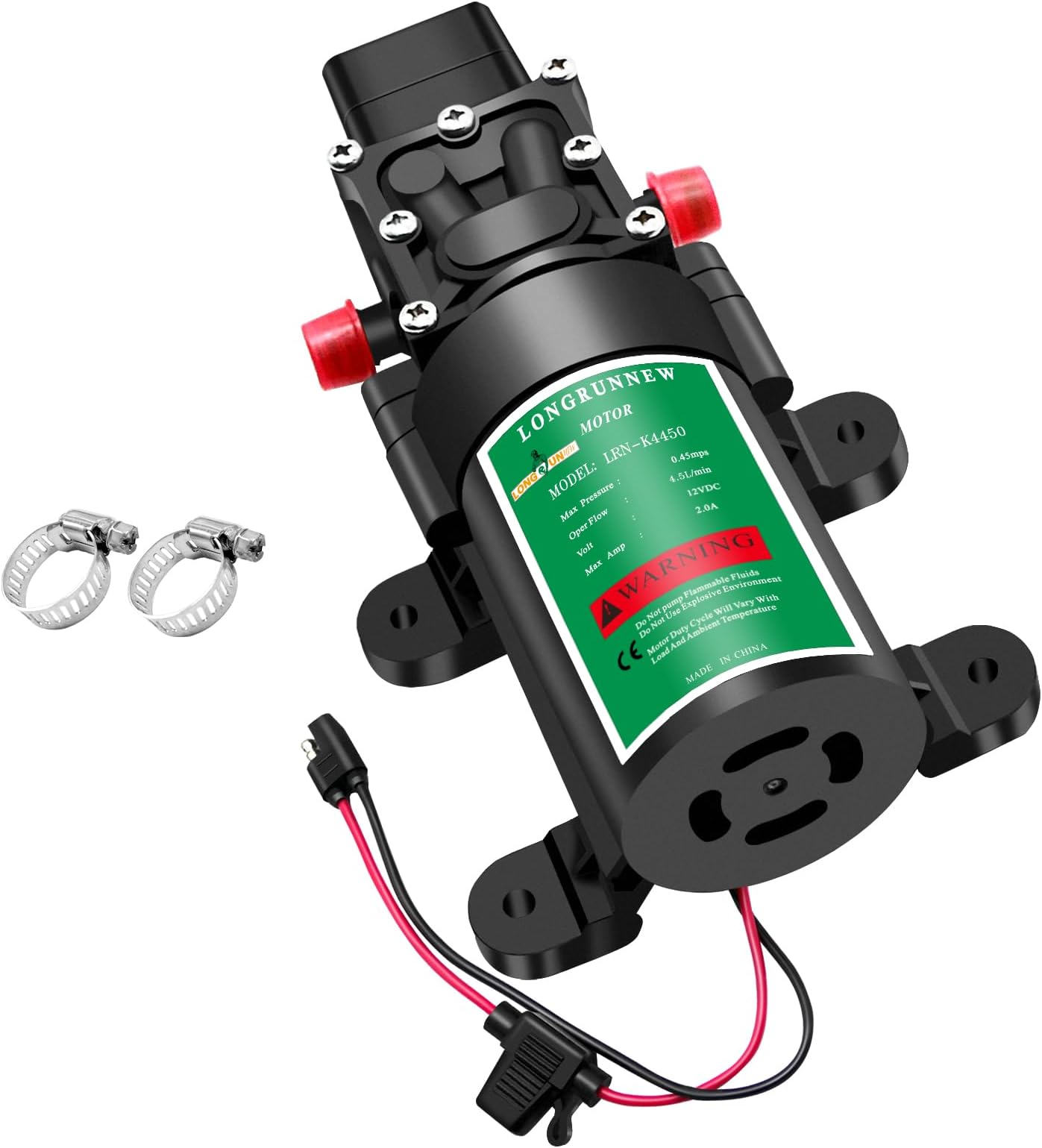 Diaphragm Pump Versatile 12V 1.2GPM 85PSI Diaphragm Water Pump - Self-Priming, Noise-Reducing Design for RVs, Boats, Lawn Watering, and More