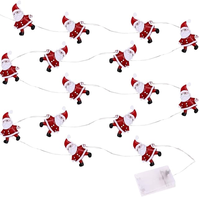 OSALADI Christmas Santa Claus String Light Novelty Fairy Lights Xmas Indoor String Lamp for Xmas Tree Fireplace House Holidays Party Decors No Battery 2m (Red)