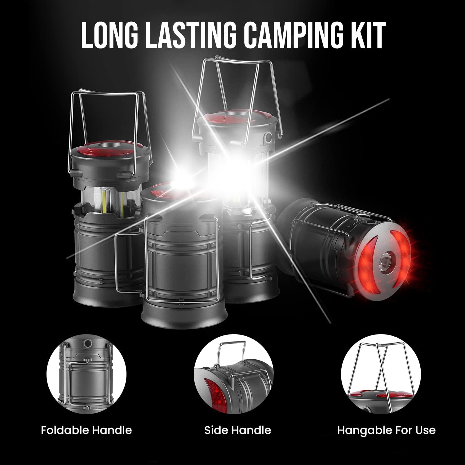 Lichamp 2 Pack LED Camping Lanterns, Battery Powered Lantern Flashlight COB Camp Light for Power Outages, Camping Supplies and Home Hurricane Supplies, F2GY - Image 5