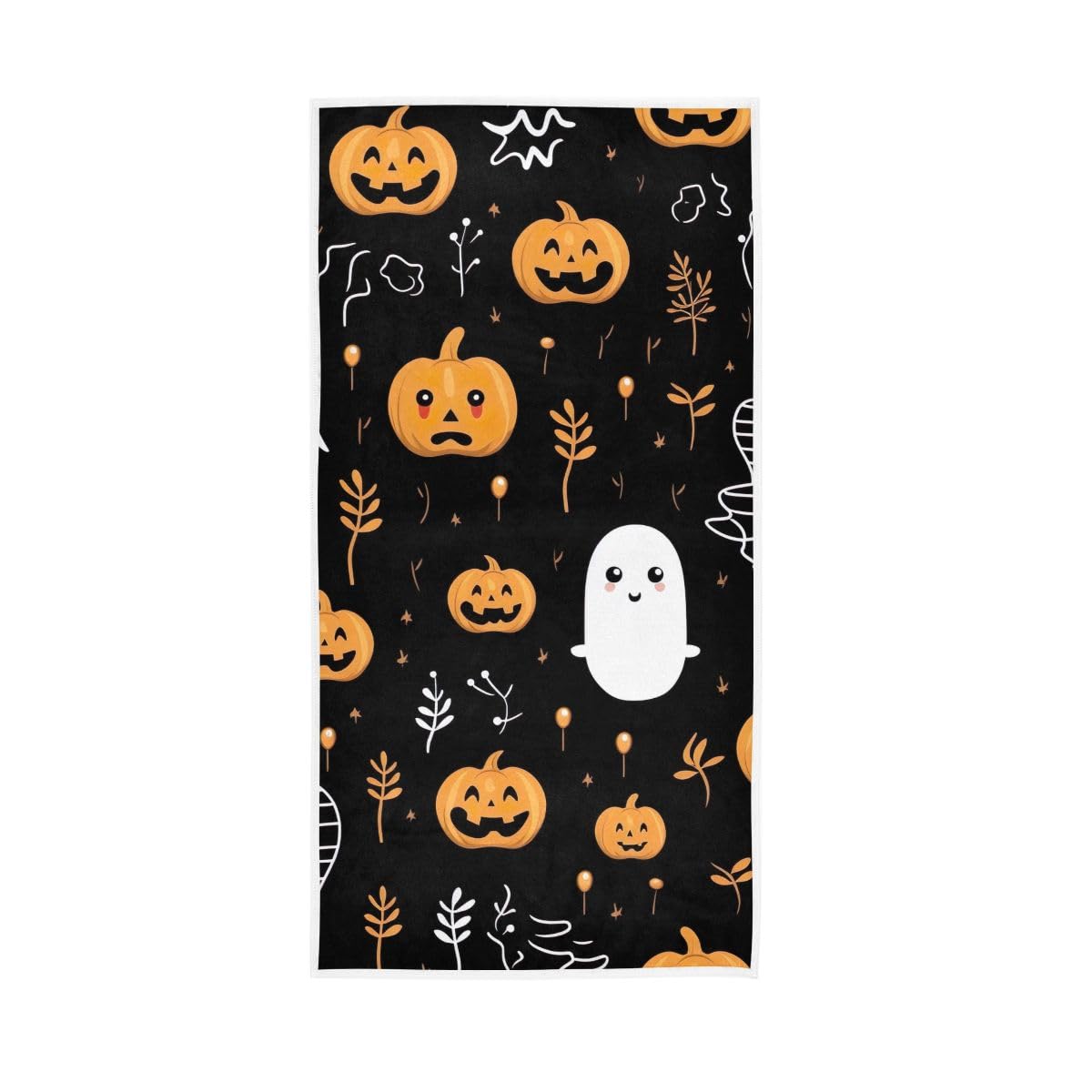 LSRCPD Cute Specter Pumpkins Hand Towel, Shower Towels for Bathroom, Gym, Hotel, Spa 15 x 30 Inches