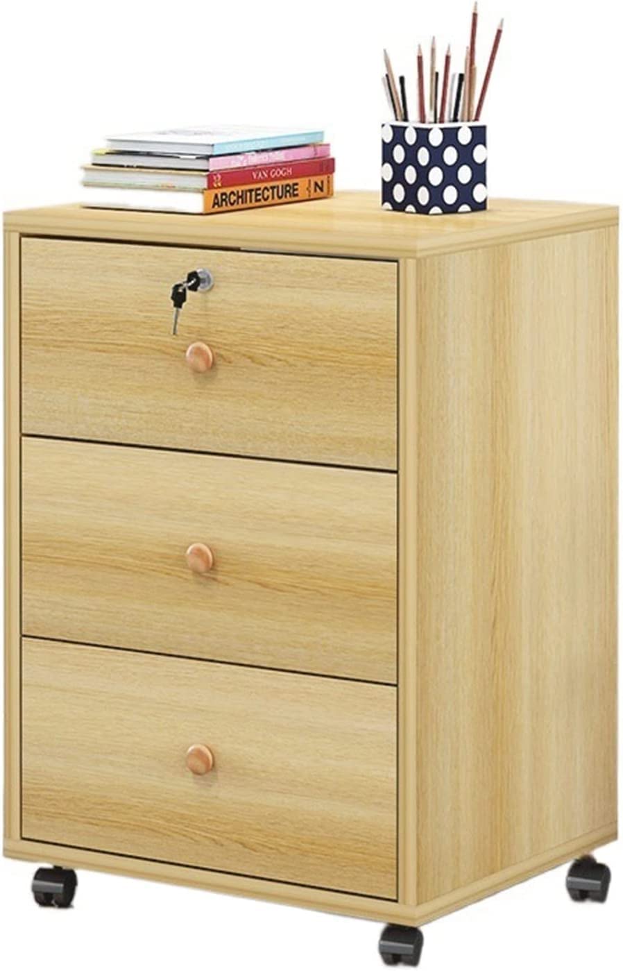 Aioneer Wooden File Cabinet For Office Able Drawer – Mobile Data Storage Organizer For Efficient Office Organization-B1-Einheitsgr??e