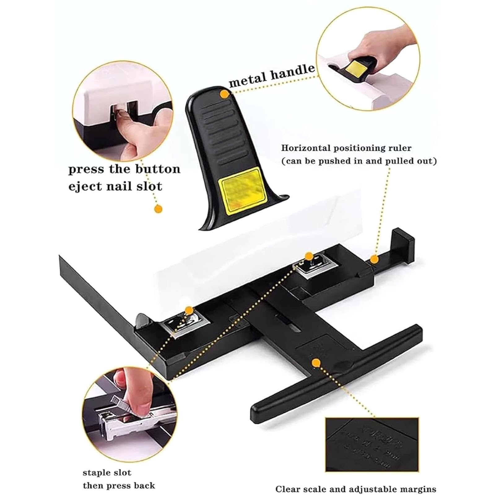 Rilegatrice per carta resistente, pinzatrice manuale a doppio foro, profondità carta regolabile 2-15 mm, rilega fino a 50 fogli, ideale per ufficio, casa, scuola