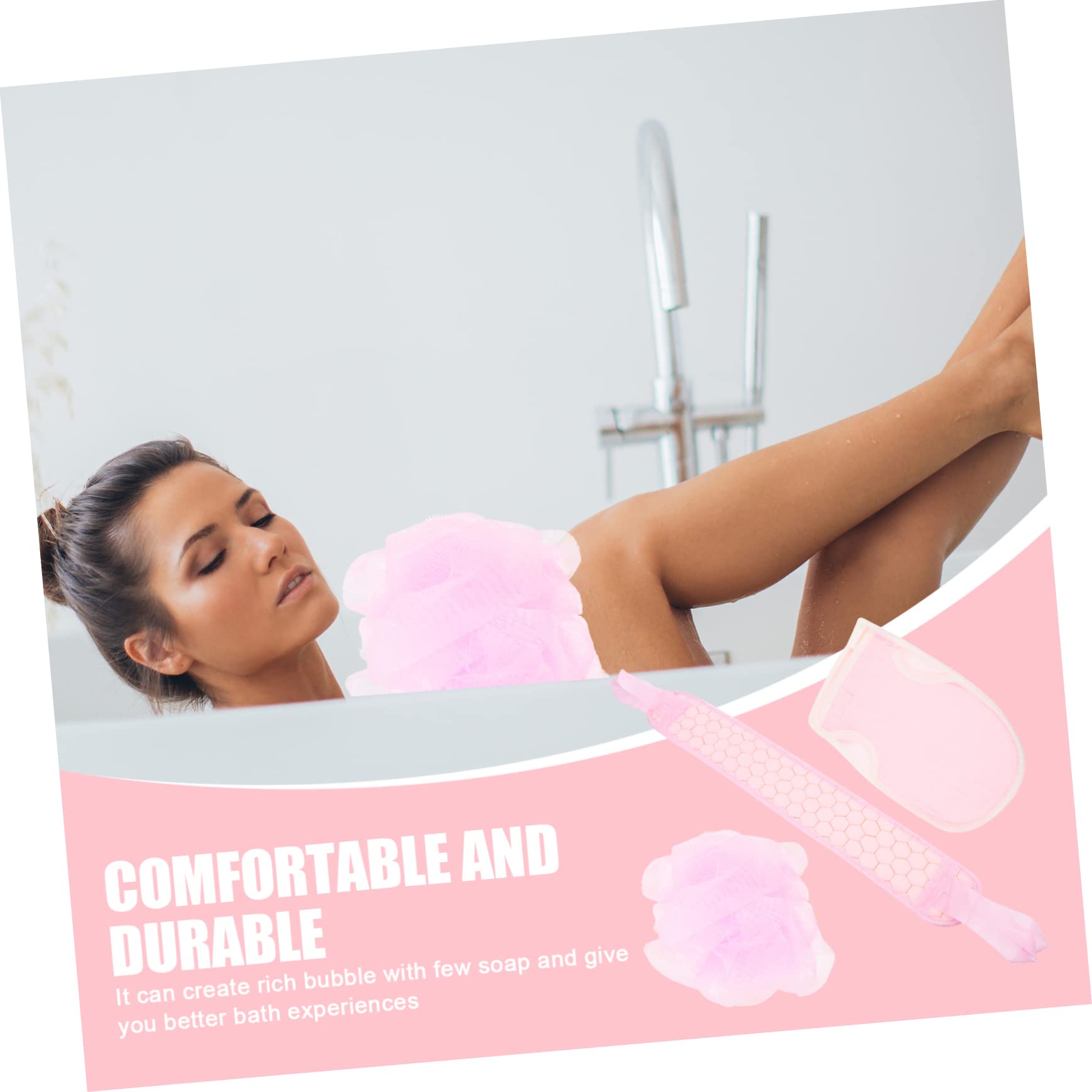 minkissy 5 Juegos juego de toallas de baño de tres piezas correa exfoliante de espalda accesorios de baño guantes depurador de toalla de baño portátil Cuerpo traje de tres piezas