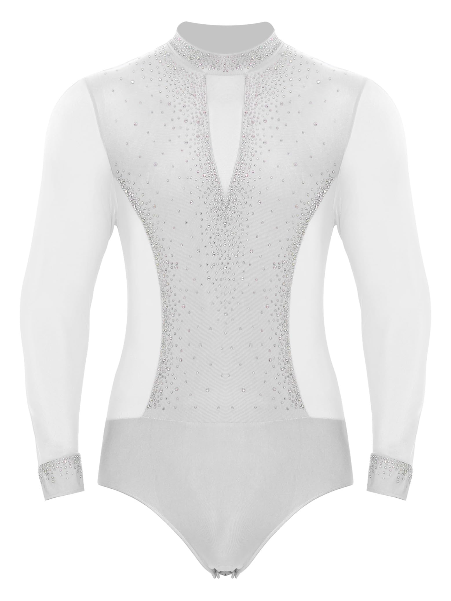Traje de Patinaje Artístico para Hombres con Maillot de Danza y Pantalones Campana con Flecos Traje Baile de Salón Latín Jazz Tango Salsa Rumba Cha-Cha