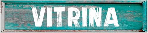 Vitrina 8 Rectangle Painted Wood Teal Color Weathered Look Decal Bumper Sticker for use on Any Smooth Surface