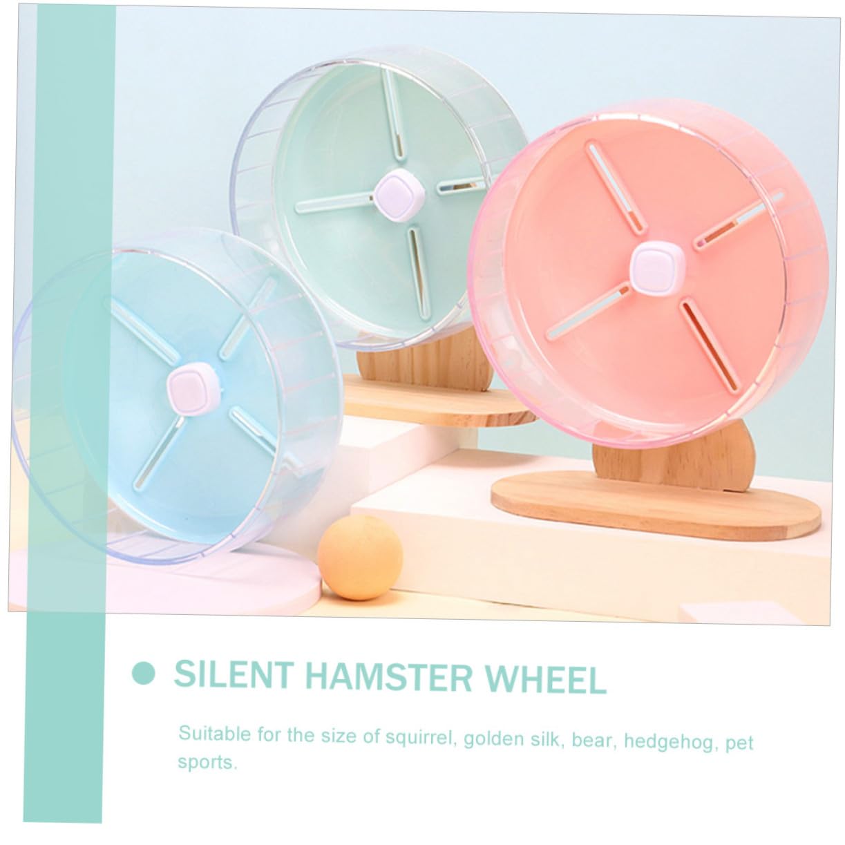 Leises Hamsterrad für Hamster und Igel mit Stabilem Abs Holzgestell 20cm Geräuschloses Laufrad für Kleintiere im Käfig und Haushalt