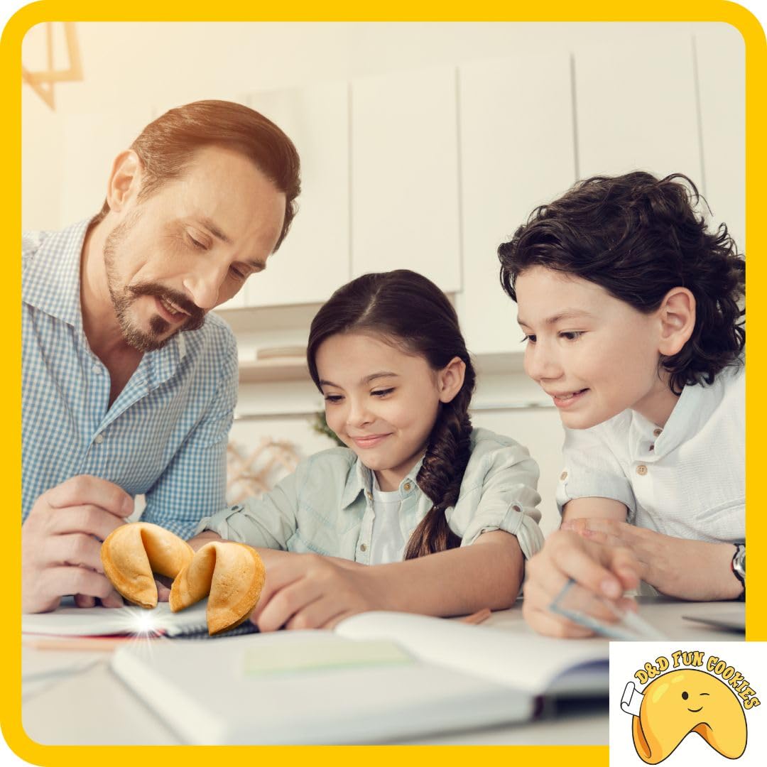 Biscotti della fortuna cinesi, biglietti profetici, per bambini a scuola, per bambini, biscotti della fortuna a merenda, magici, gusto vaniglia (100 pezzi)