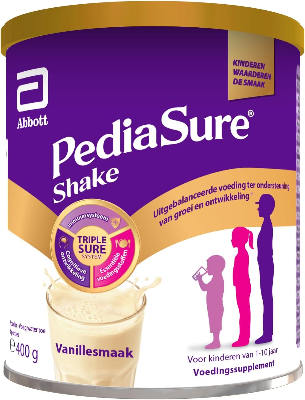 PediaSure Shake Vanille – Voedingssupplement voor kinderen – Shake met multivitaminen en mineralen, eiwitten en omega 3 en 6 – Vanaf 1 jaar – 1 x 400 g