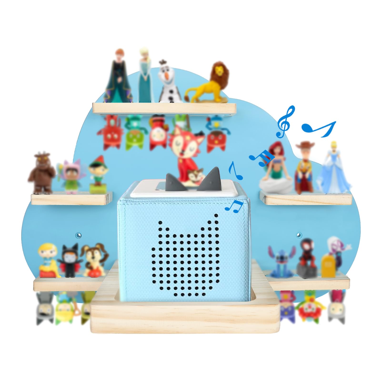 SINTENILL for Tonies Magnetic Floating Shelf, for Toniebox Figures Storage Display Shelf, Cloud-Shaped Wooden Kids Room Decor Easy Install