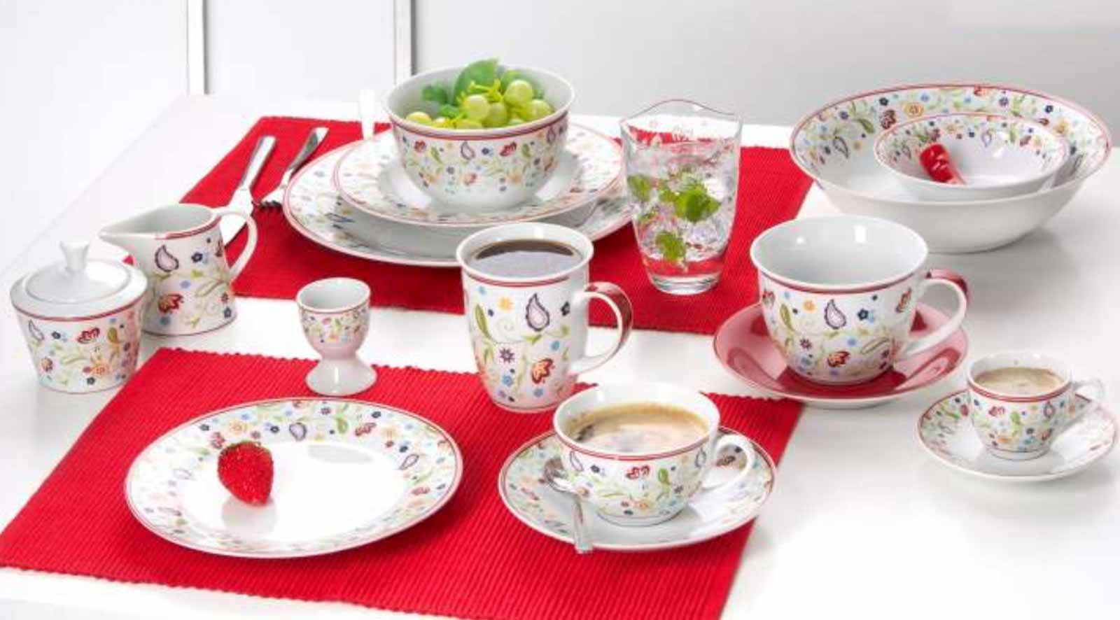 Ritzenhoff & Breker Shanti Lot de 6 petits saladiers en porcelaine avec motif floral Ø 14,5 cm