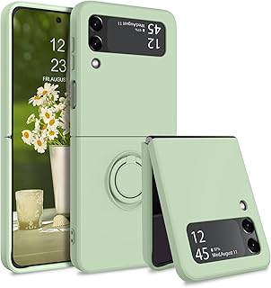 GaoBao Samsung Galaxy Z Flip 3 5G Case, Galaxy Z Flip 3 5G Cover 6.7', Silicone Soft Gel Rubber Bumper Shockproof Anti-Scratch Protective Case with Ring for Galaxy Z Flip3 5G 2021, Matcha Green.