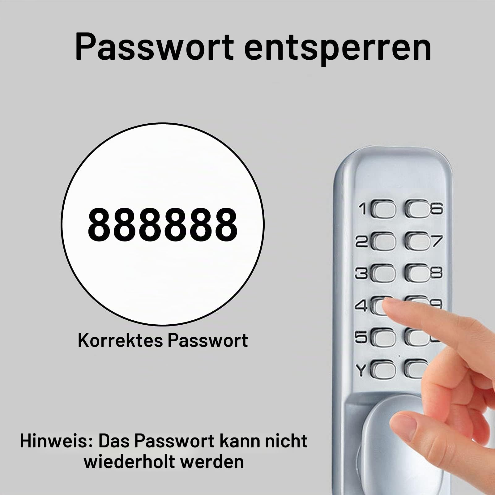 Mechanisches Zahlenschloss Tür, Mechanisches Codeschloss Gartentor Wasserdicht Türschloss mit Zahlencode Außen, Schlüsselloses Türschloss mit Mechanischem Codeschloss für Bidirektionale Tür, Silber
