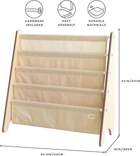 Miniatura 57 de 3 Sprouts Estantería de tela reciclada para niños, organizador de libros de 4 niveles, estantería de madera para guardería, sala de juegos, aula,