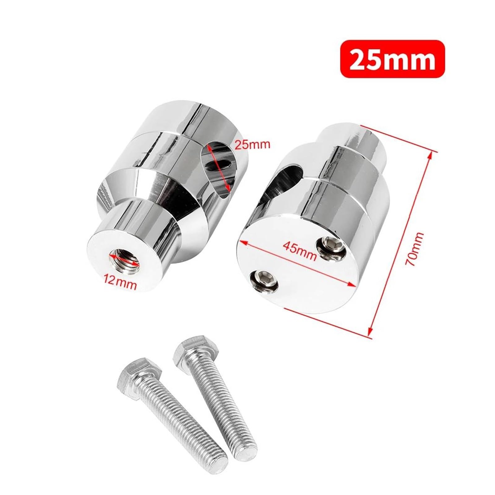 Riser Manubrio Kit di Staffa di Supporto per Manubrio da 22 Mm E 25 Mm per Motociclette, per Manubri da 1'' 7/8" Universali, Nero/Cromo(Black 25mm)