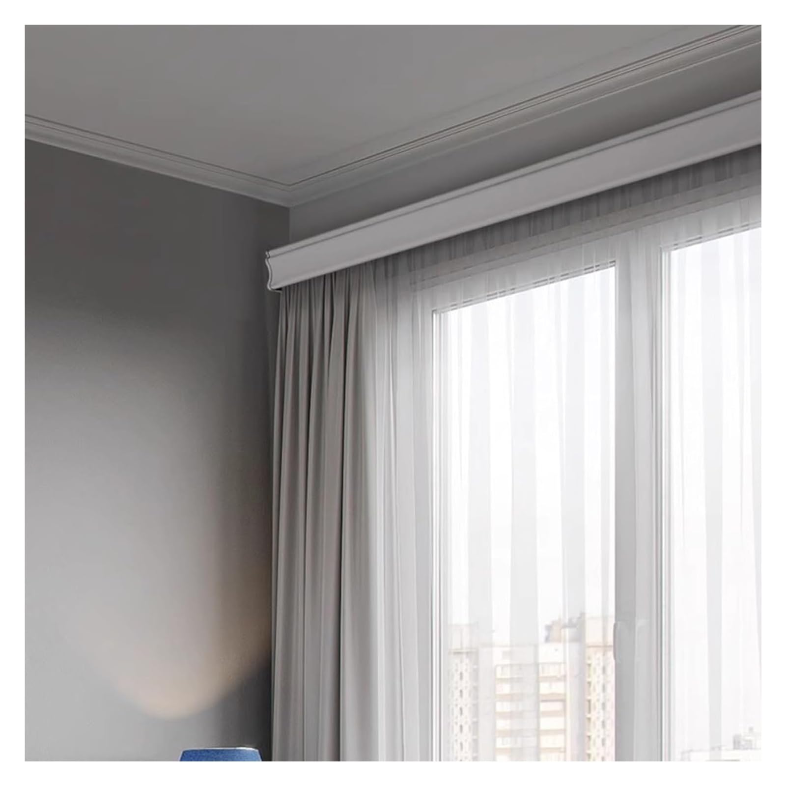 Curtain Track Double Tracks, Aluminum Wall Mounted Double Curtain Track Multicolor 100-500cm(White,130cm (4.3ft))
