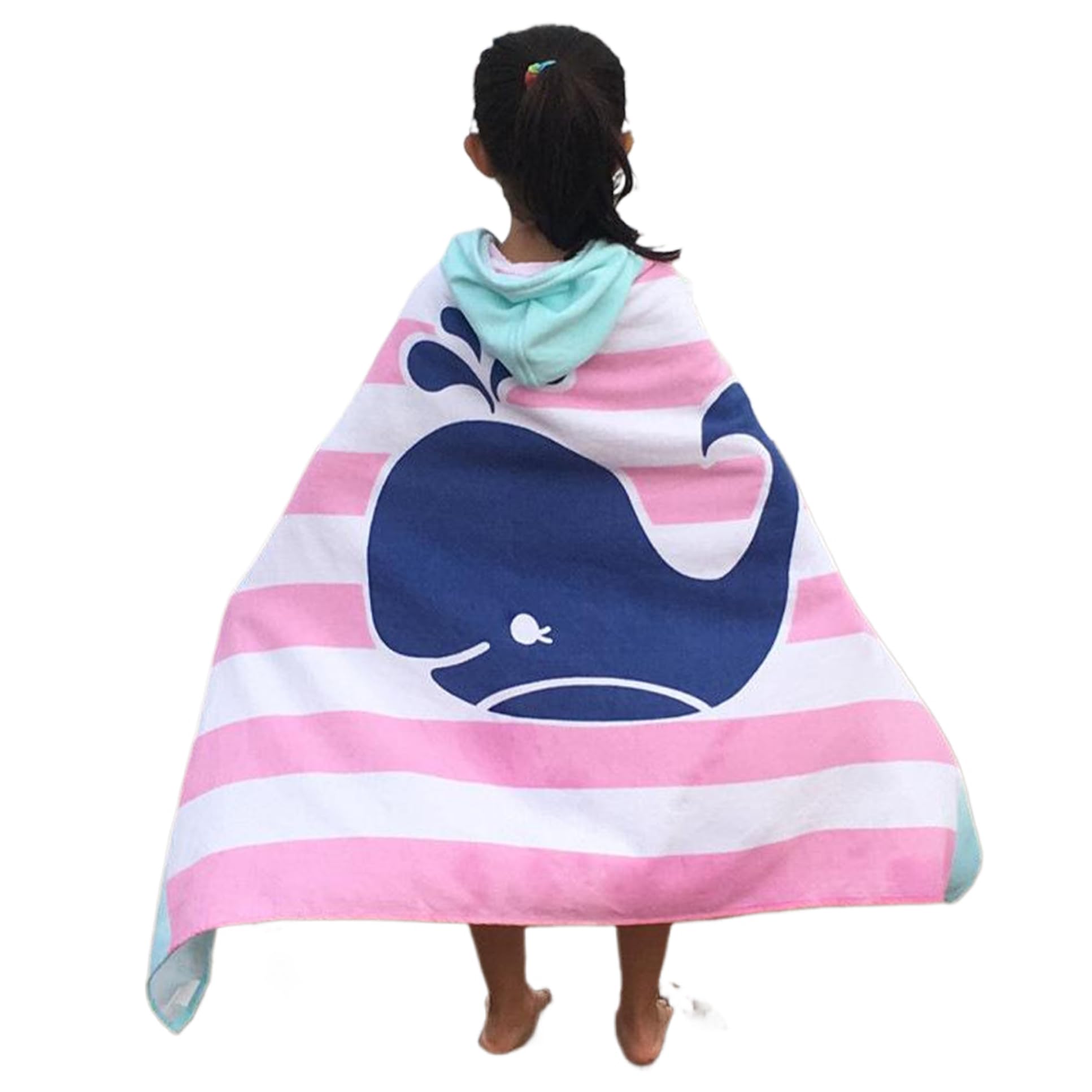 Serviette de bain à capuche enfants pour la plage et la piscine motif baleine