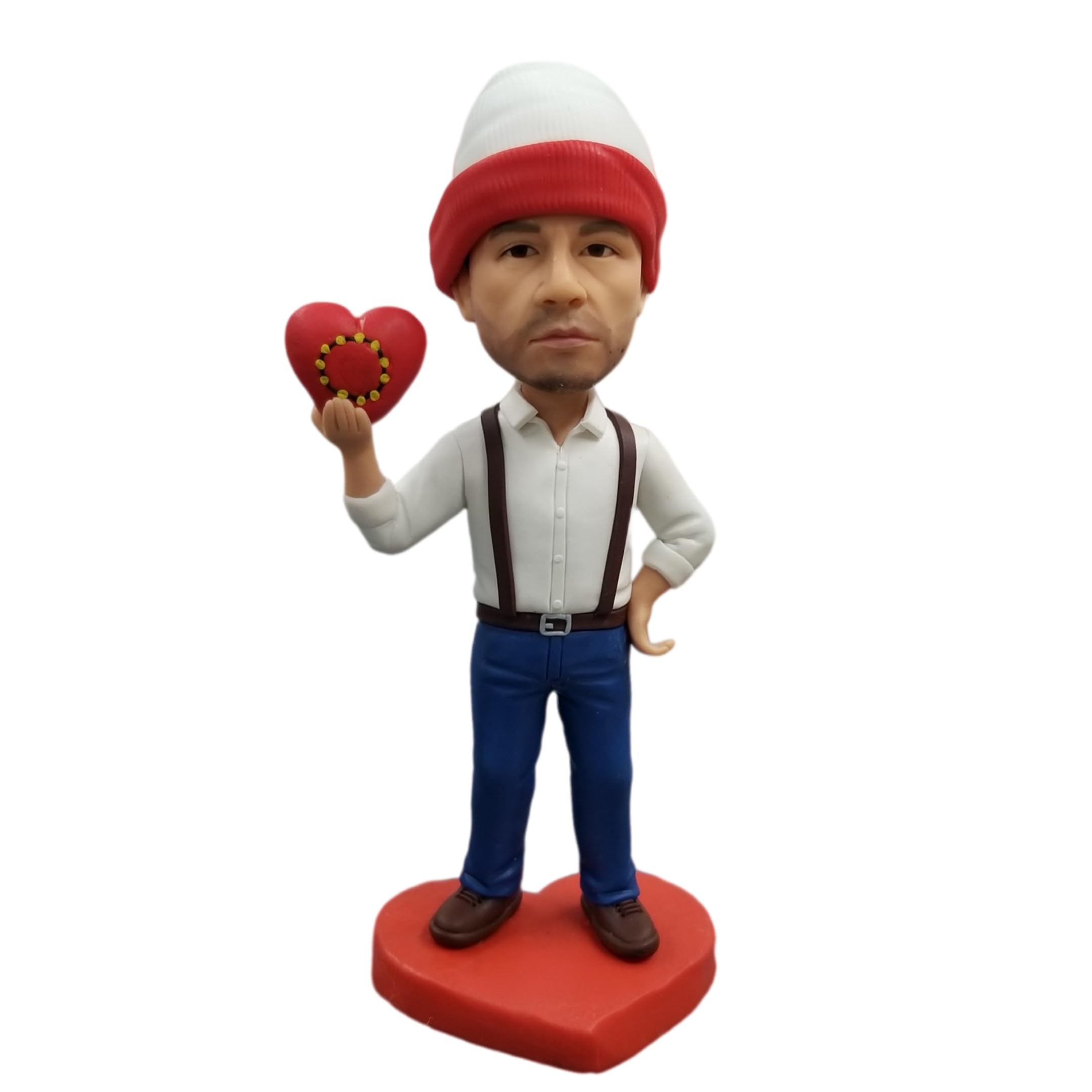 Figura 3D personalizada de Bobblehead de la foto, Bobbleheads para hombre, romántica temática de corazón, figura hecha a mano, decoración del hogar, regalos para novio, marido, aniversario