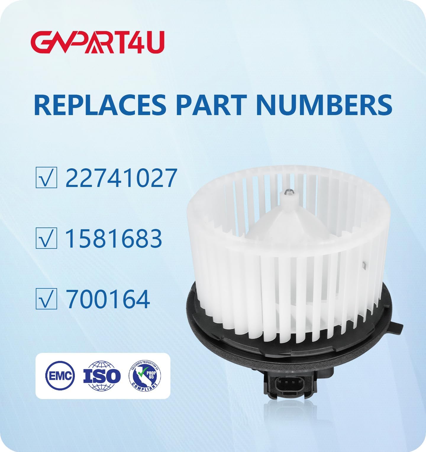 Blower Motor Compatible for Chevy Chevrolet Silverado Avalanche Suburban Tahoe, for GMC Sierra Yukon, for Cadillac Escalade, for Hummer H2 OE: 15-81683, 22741027, 20760618, 700164