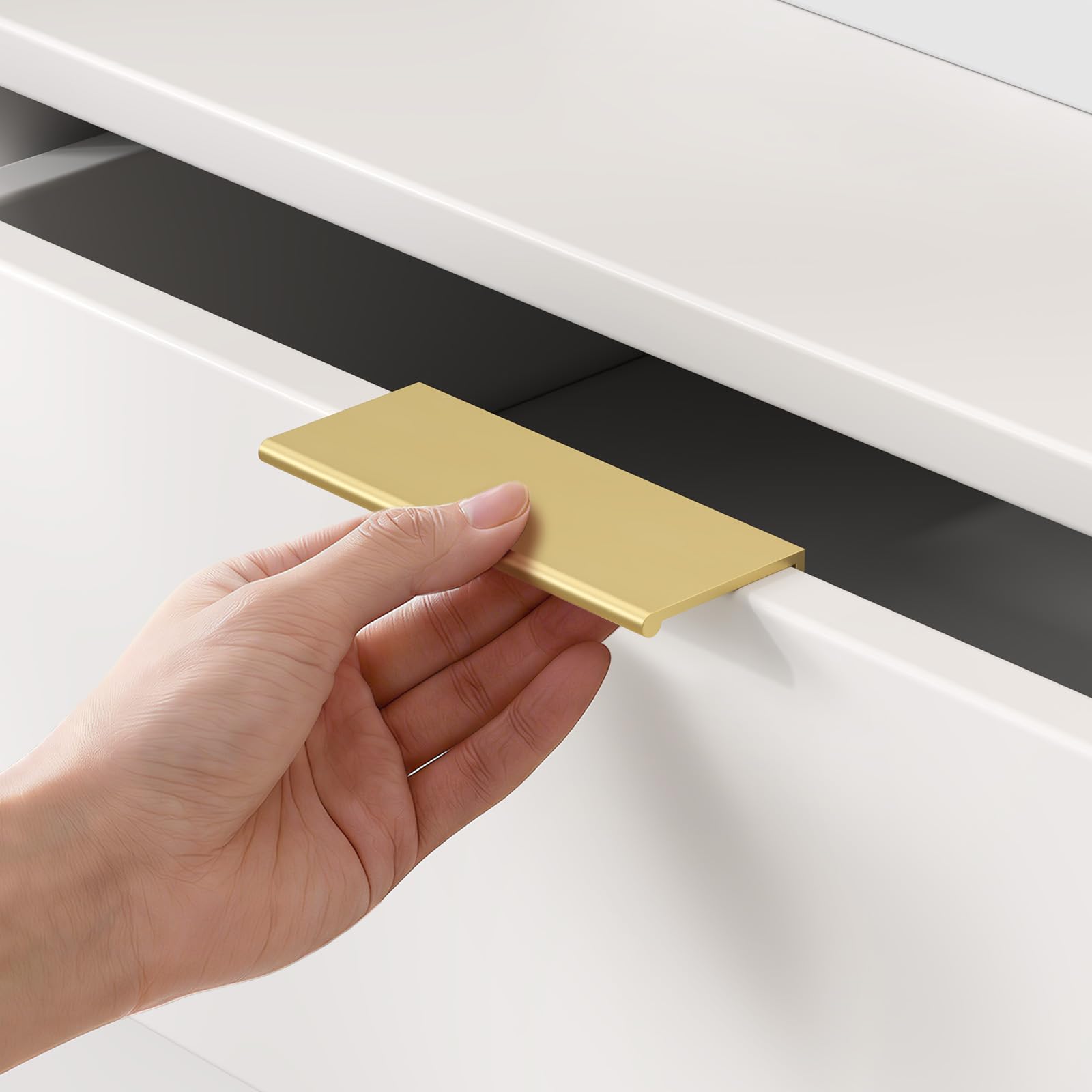 Poignées de tiroir plates en aluminium laiton brossé 76mm Peaha lot de 10