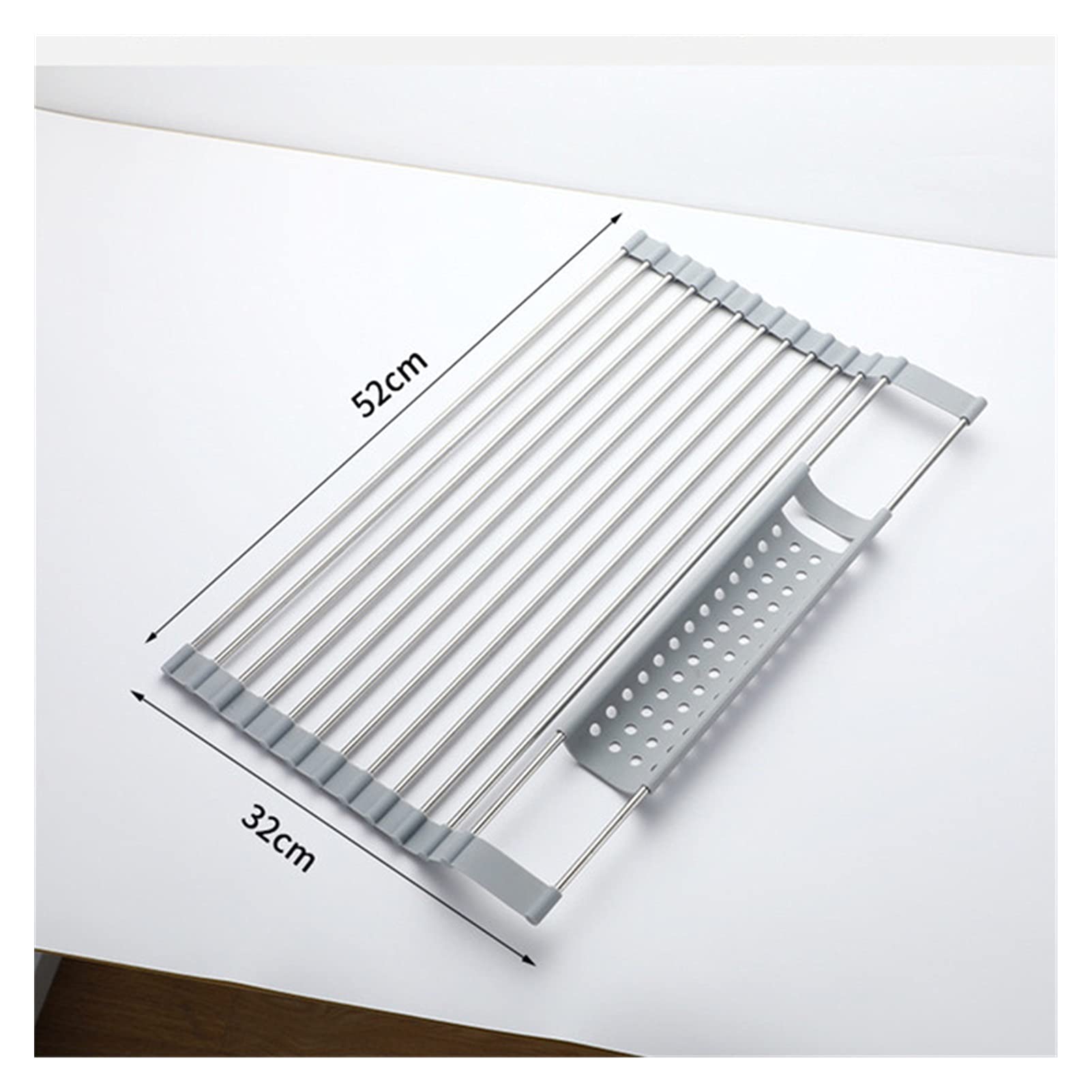Colador Enrollable Rejilla para secar Platos Fregadero Plato Escurridor de Platos rodante Rejilla para Fregadero Alambre de Acero Inoxidable Soporte para Almacenamiento