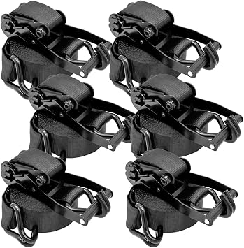 Black Ratchet Tie Down Straps, 3-98 Feet Long 2" Tie Down Strap Set 11023LBS Break Strength, for Trucks Containers Stages Equipment Securing Wedding Exhibition6sets,30m/98.4Ft