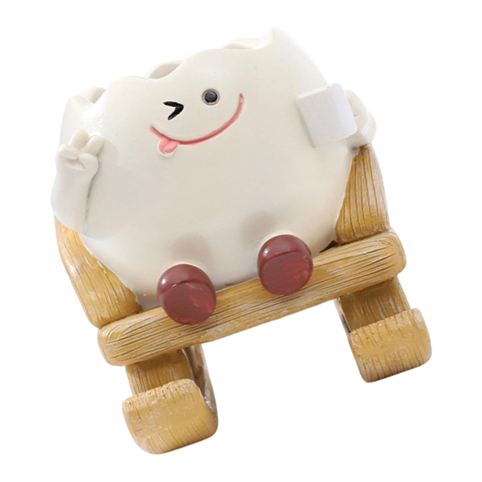Kaeltsyn Lovely Sit Rocking Chair Succulents Flower Pots with Drain Hole Smiles Faces Planter, Cartoon Resin for Indoor Lovely Plant