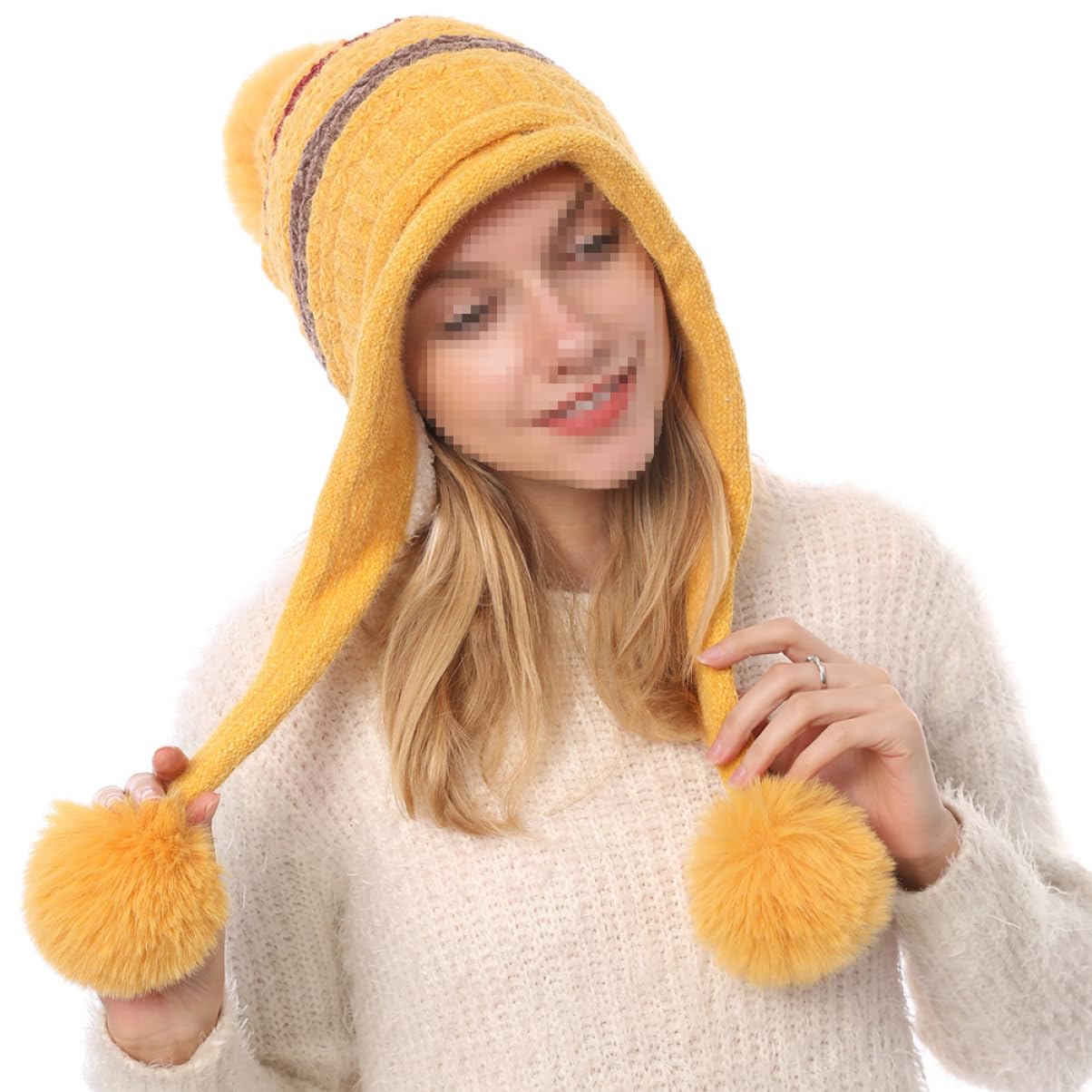 LIFKOME 2piezas Gorro De Lana Para Mujer y Cómodo Para Esquí y Actividades Al Aire Invierno Color Amarillo