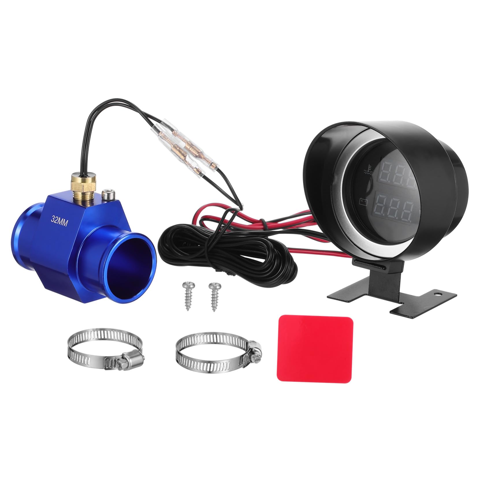 Pantalla LED Medidor Digital Agua y Voltímetro para Coche | instalación rápida con adaptador compatible con coches motos y múltiples vehículos medición precisa de temperatura y voltaje