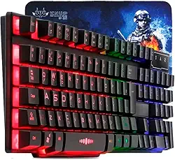Kit Teclado Gamer Semi Mecanico Iluminado Led para Pc Ps4 Ps5 Xbox Notebook Abnt com Mouse Pad Gamer …