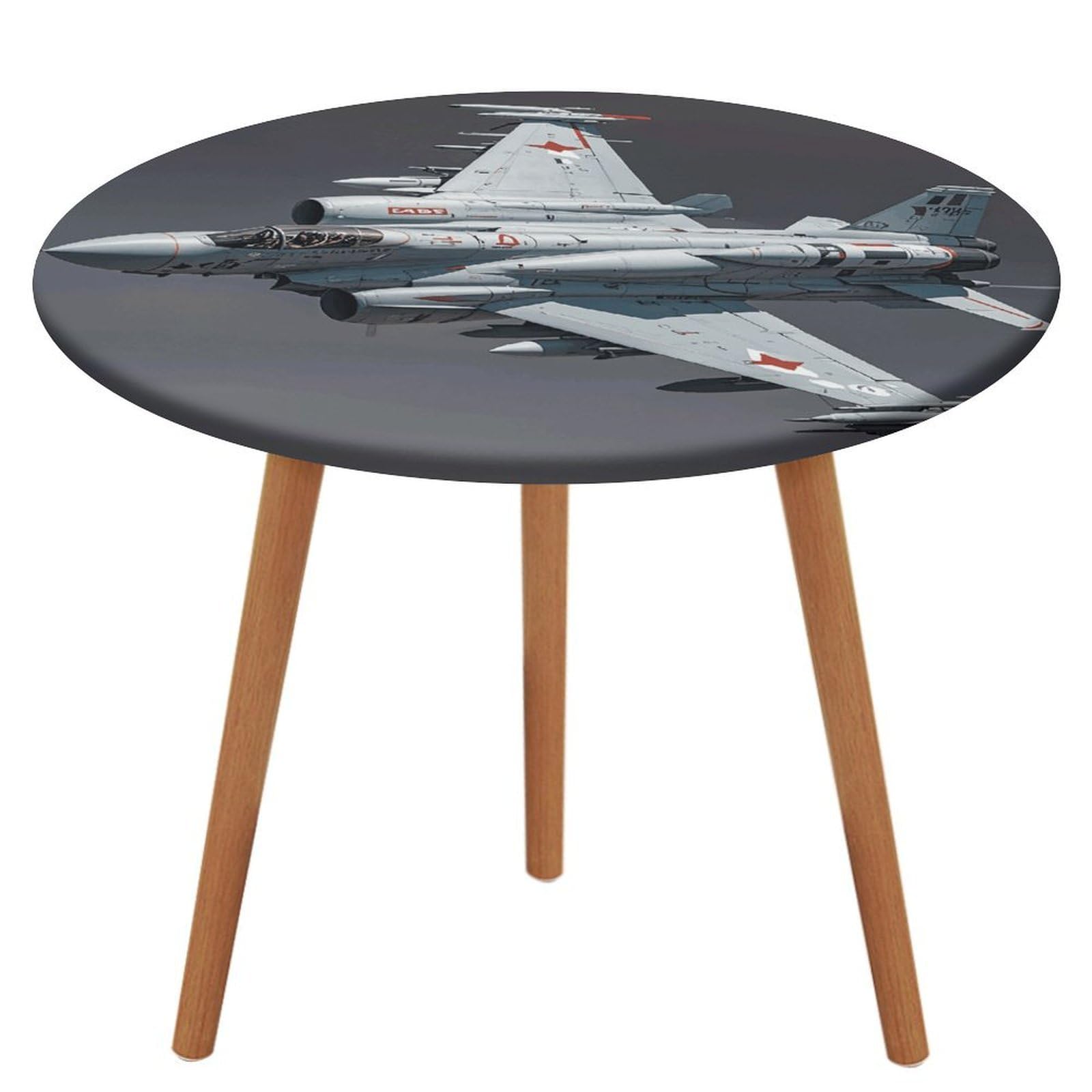 Nappe imperméable lavable ronde motif avion de chasse en spandex élastique 170 cm