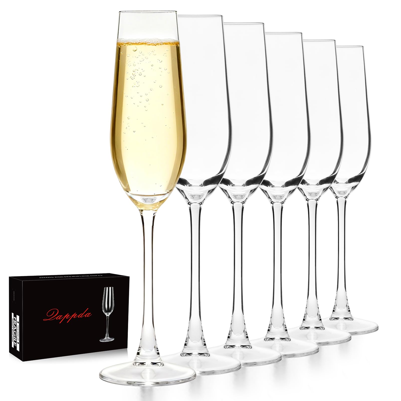 Champagne Flutes Set of 6 - Elegant Gift Glasses -1