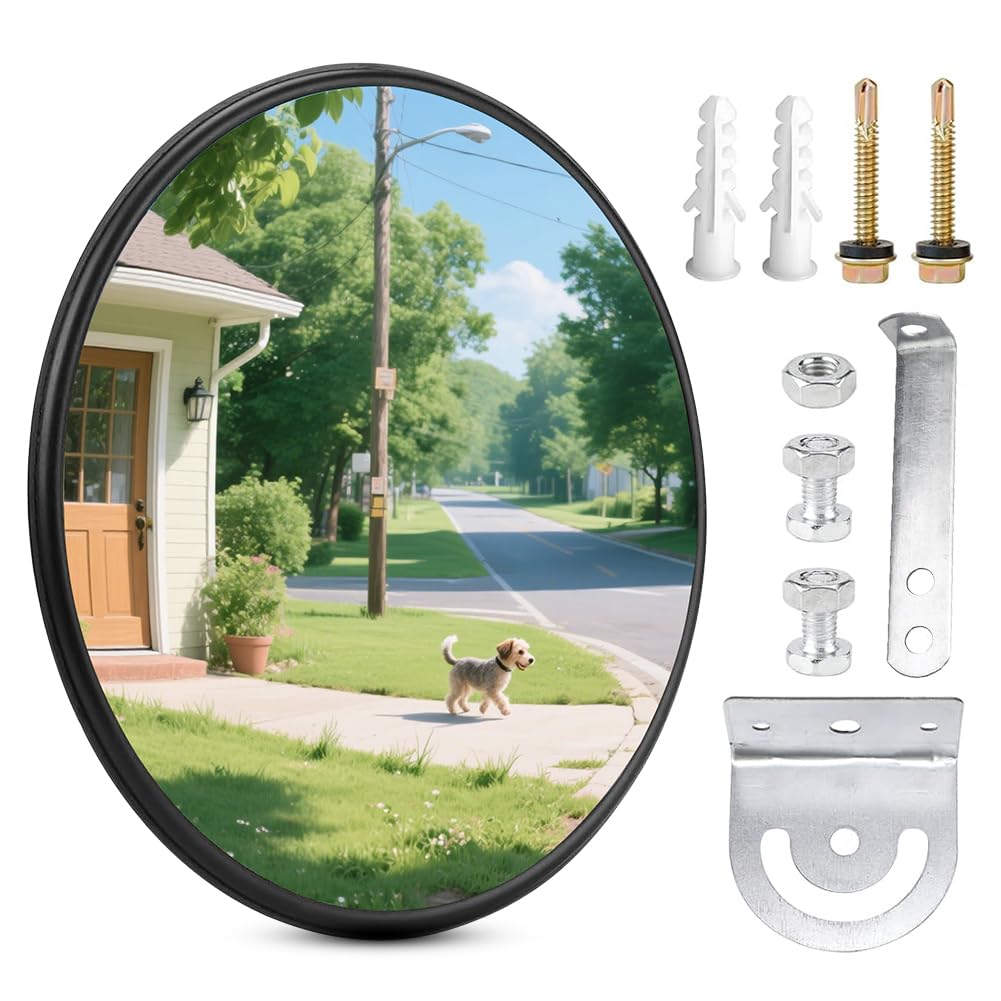 Miroir de circulation 30 cm - Miroir Convexe Rond Grand Angle - Grand angle Convexe pour sorties, rétroviseur de rue réglable - Parabolique, pour garage, circulation, entrées, bureau, cour, entrepôt