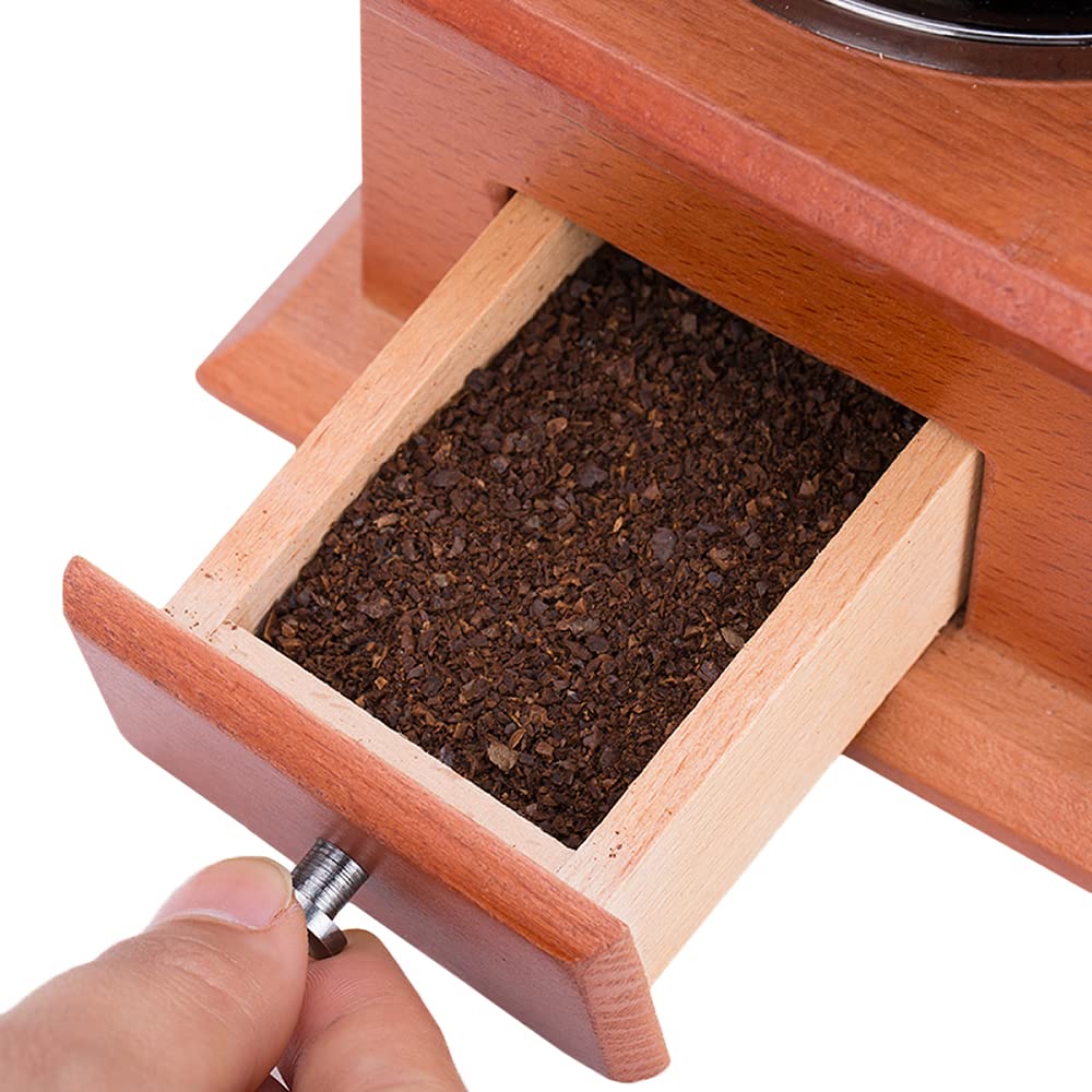 FUYTERY Manuelle Kaffeemühle Aus Holz - Vintage Handmühle Mit Keramik-Mahlwerk