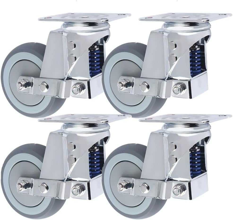 静音自在車キャスター, 3/4/5 インチ 回転プレート式キャスター, 4 個セット TPR キャスター ブレーキ付き, 用ショッピ