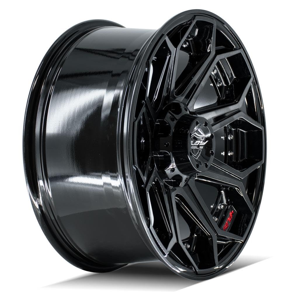 4PLAY Wheels 4P80 20 Inch Rims Fit 6x135 & 6x139.7 20x9 Gloss Black Brushed with Tinted Clear (Set of 4)