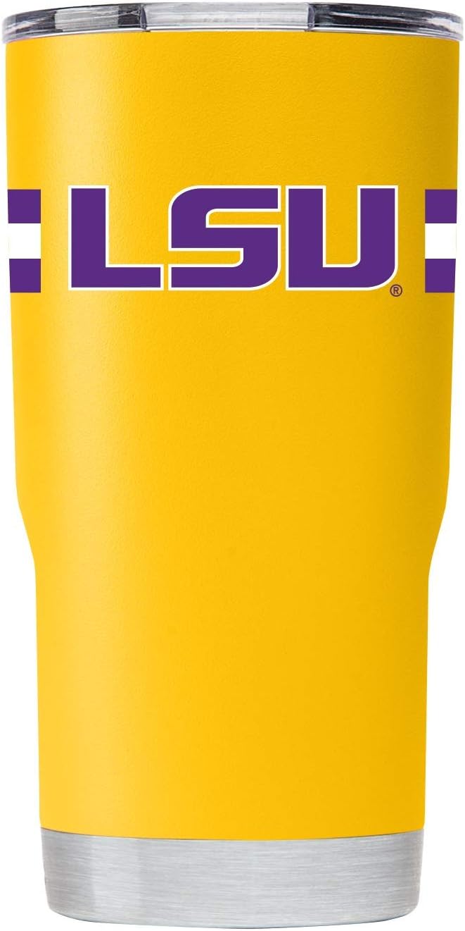 Gametime Sidekicks LSU 20oz Yellow Tumbler - Officially Licensed, 18/8 Stainless Steel, Double-walled, Vacuum-insulated, UV LED Printed Logos, Sweatless, Stays Hot/Cold - 360 Wrap
