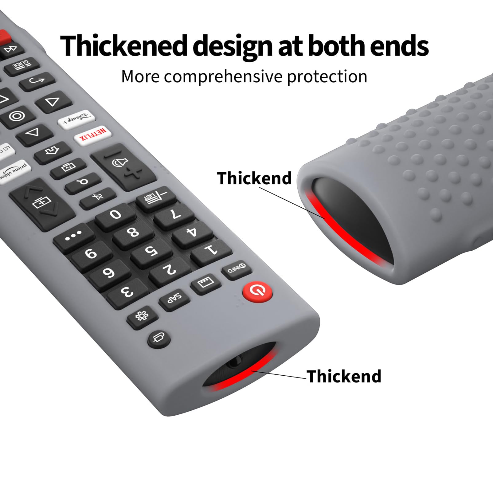 Hi Color Silicone Case for LG AKB Series Remote AKB75095307 AKB75375604 Remote Cover Shockproof Protective Sleeve (grey) - Image 4