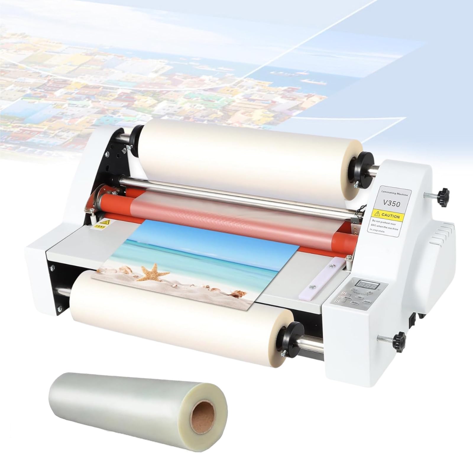 LHUITUI Commercial Laminating Machine, Single Dual Sided Laminator, Hot Cold Roll Film Laminator, 1 Inch / 2.5 cm Membrane Core, 700W, With Heat And Cold Modes, For School And Office V350