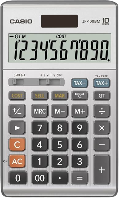 Casio Standard Function Calculator, Silver (JF-100BM)