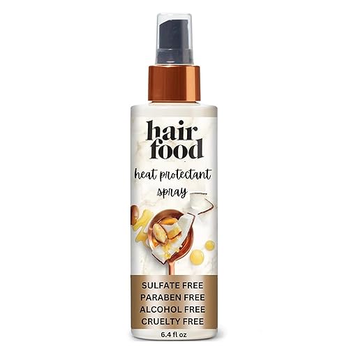 Hair Food Spray protector térmico de aceite de coco y argán para todo tipo de cabello, protección térmica de 450 °F, sin sulfatos, sin parabenos,