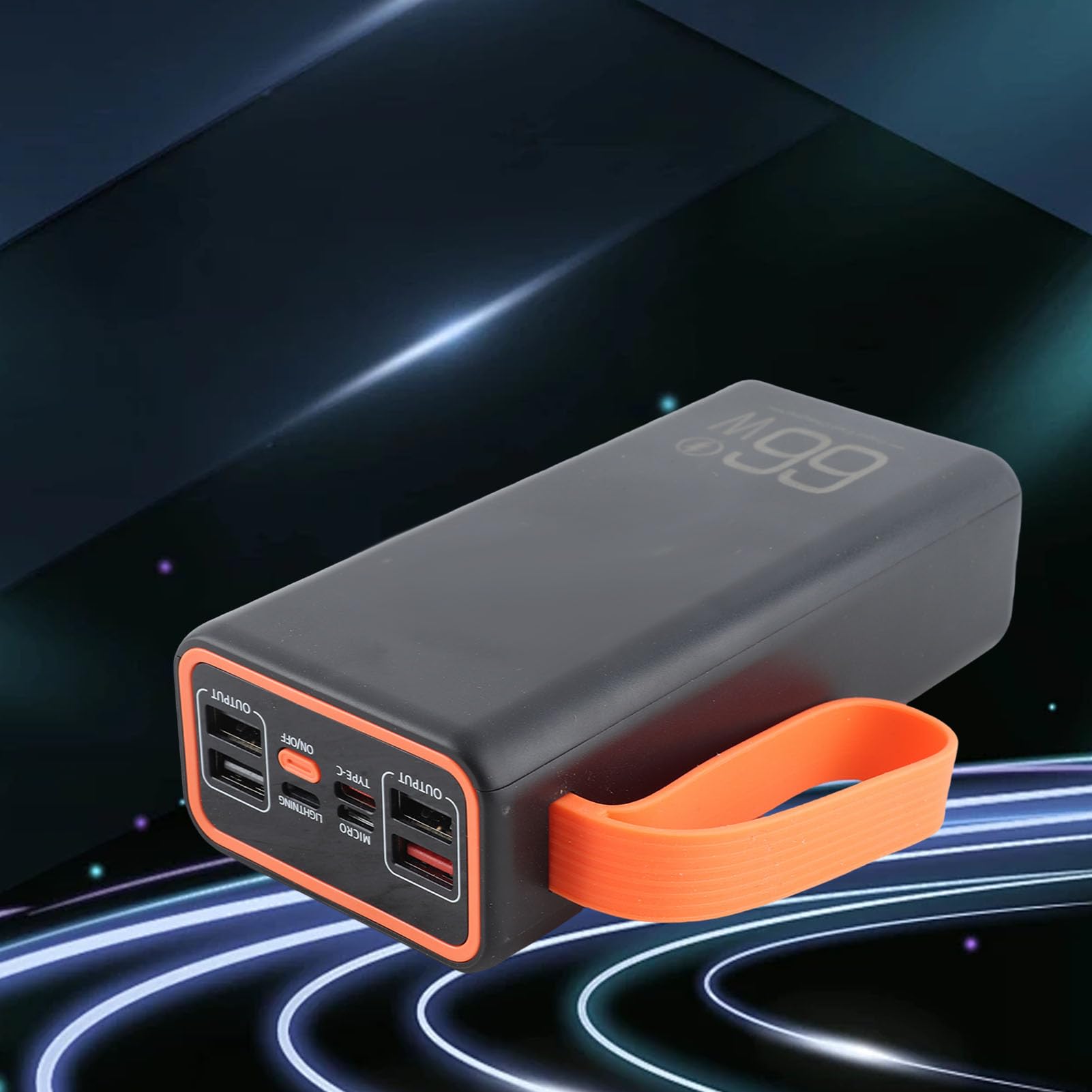 Cocoarm Power Bank Portatile, Batteria Ricaricabile ABS 60000mAh PD66W a Ricarica Rapida con Luce LED, Caricabatterie di Riserva Agli Ioni di Litio QC4.0 per Uso di Emergenza in Campeggio